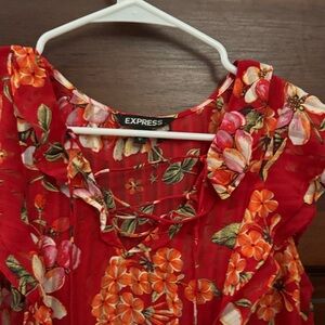 Express Vibrant Red Floral Top